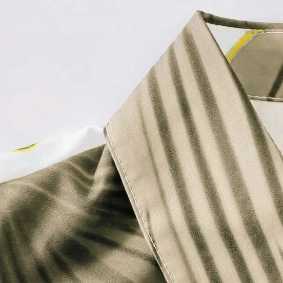 White Maxi Shirt Dress with Brown Floral Print - Picture 7 of 8